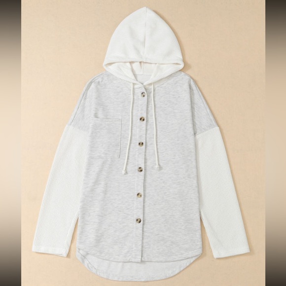 Y2K Jersey Sweater Sleeve Gray Button Up Knitted Long Sleeve - Picture 5 of 14